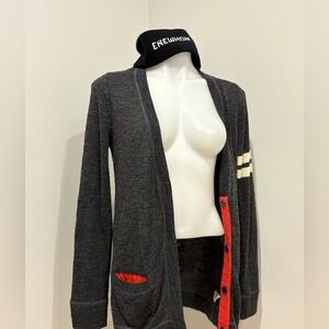 Free People Red and Gray Knit Cardigan